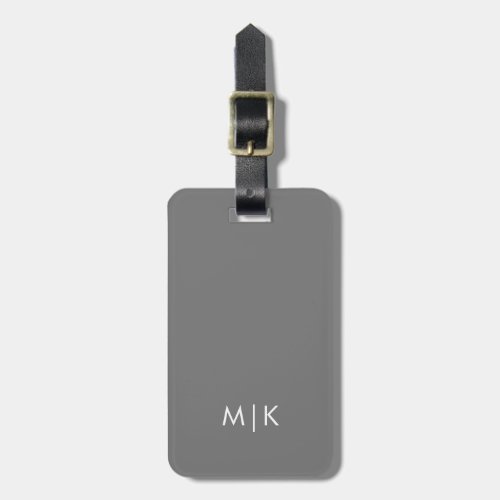 Gray and White  Modern Monogram Luggage Tag