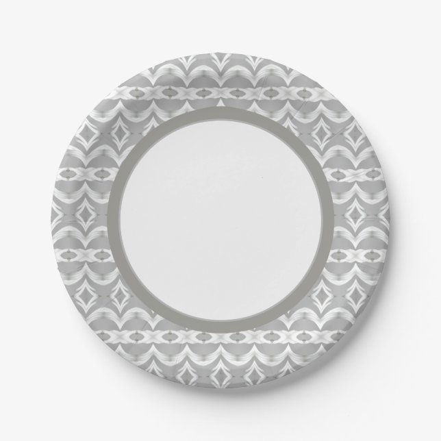 Gray And White Modern Paper Plates (Front)