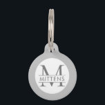 Gray and White Monochrome Monogram Cat or Dog Pet ID Tag<br><div class="desc">Add your cat, dog, or pet's name and monogram to a simple cute, minimal, and modern ID tag with a medium and light gray monochromatic border. All colors and fonts can be changed by clicking "customize further" to design your own pet charm. Coordinating pet accessories are available in the Paper...</div>