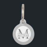 Gray and White Monochrome Monogram Cat or Dog Pet ID Tag<br><div class="desc">Add your cat, dog, or pet's name and monogram to a simple cute, minimal, and modern ID tag with a medium and light gray monochromatic border. All colors and fonts can be changed by clicking "customize further" to design your own pet charm. Coordinating pet accessories are available in the Paper...</div>