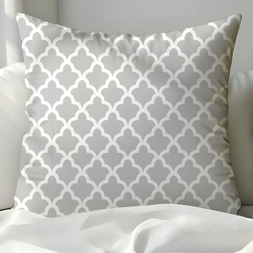 Gray And White Moroccan Pattern Throw Pillows