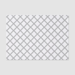 Gray and White Moroccan Quatrefoil Pattern Tissue Paper