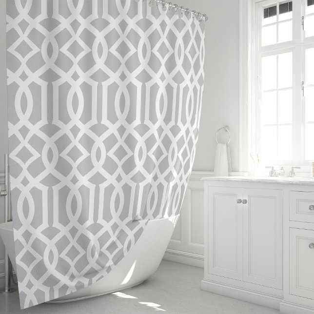 Gray and White Moroccan Trellis Pattern Shower Curtain (Creator Uploaded)