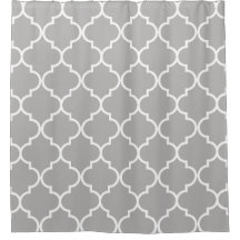 Gray and White Moroccan Trellis Quatrefoil