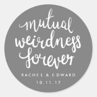 Gray and white mutual weirdness sticker