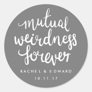 Gray and white mutual weirdness sticker