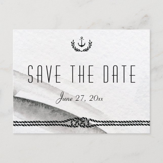 Gray And White Nautical Save The Date Postcards (Front)