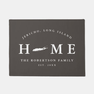 Gray and White NY State Long Island Map Mat, Doormat