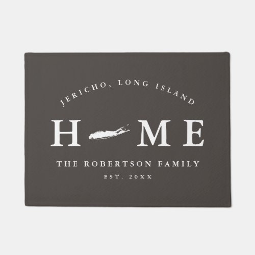 Gray and White NY State Long Island Map Mat  Doormat