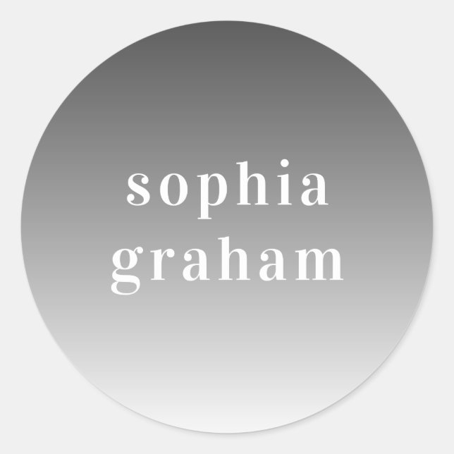 Gray and White Ombre Classic Round Sticker (Front)