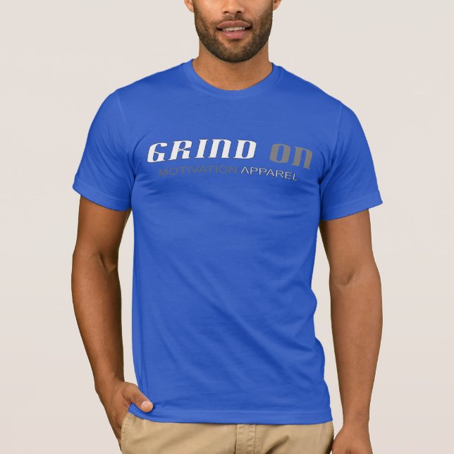 Gray and white on Blue T T-Shirt (Front)