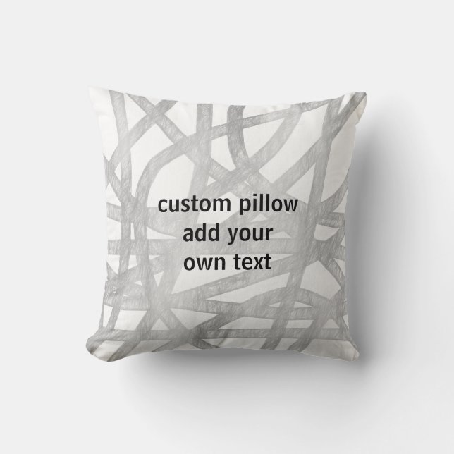 gray and white painted  design add your quote text throw pillow (Front)