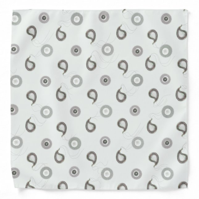 Gray and White Paisley Bandana (Front)
