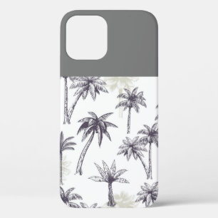 Gray and White Palm Tree iPhone 12 Pro Case