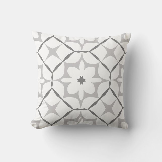 Gray and White Pattern  Throw Pillow (Front)