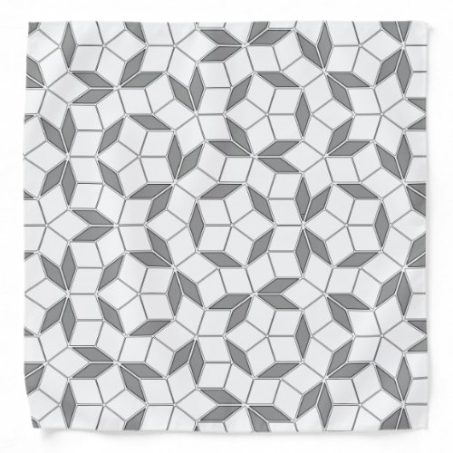 Gray and White Penrose Tiling Bandana