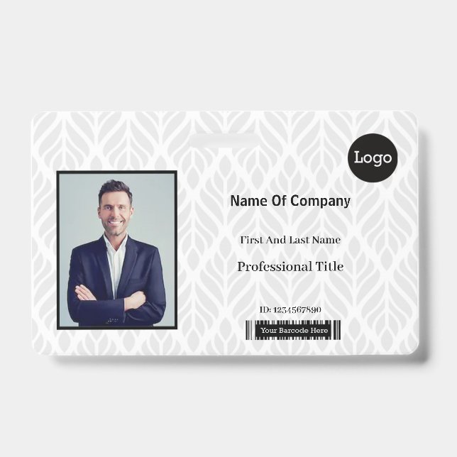 Gray And White Photo Identification ID Badge (Front)