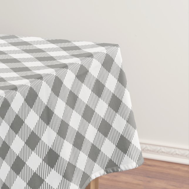 Gray and White Plaid Design Tablecloth (In Situ)