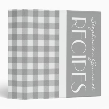 Gray And White Plaid Recipe Binder by TrendyKitchens at Zazzle
