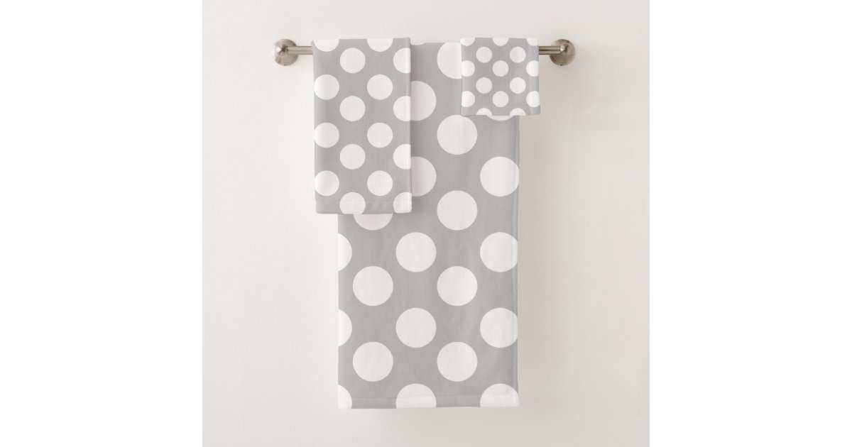 Gray and White Polka Dot Bath Towel Set Zazzle