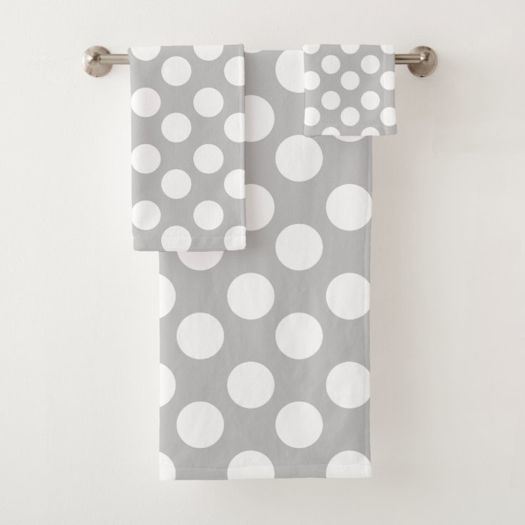 Gray and White Polka Dot Bath Towel Set Zazzle