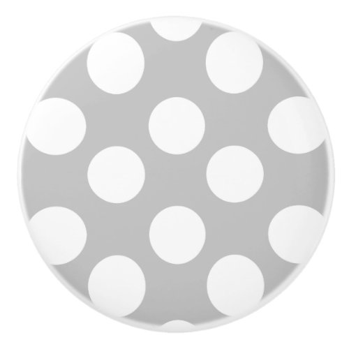 Gray and White Polka Dot Furniture Knob