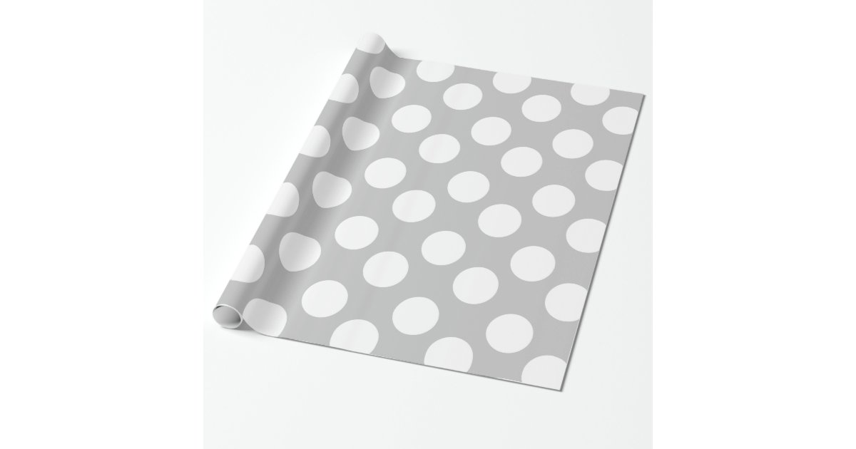 Gray and White Polka Dot Gift Wrapping Paper Zazzle