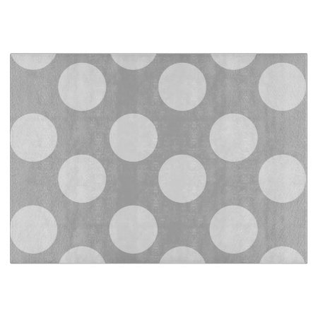 Gray And White Polka Dot Glass Cutting Board
