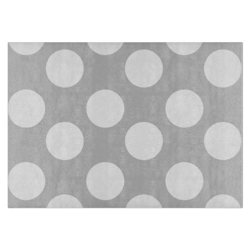 Gray and White Polka Dot Glass Cutting Board