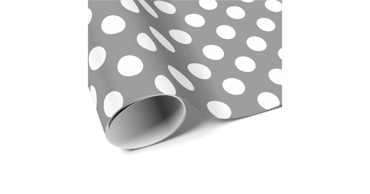 Gray and White Polka Dot Wrapping Paper Zazzle