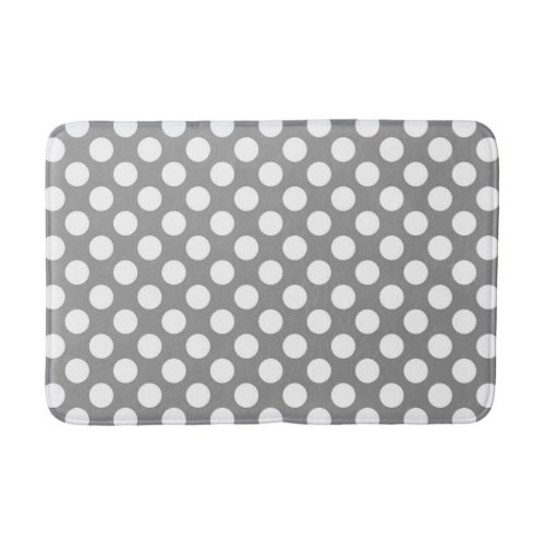 Gray and white polka dots bath mat