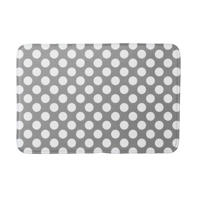 Gray and white polka dots bath mat (Front)