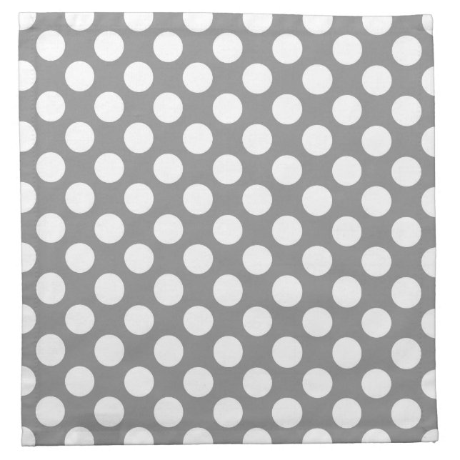 Gray and white polka dots cloth napkin (Front)