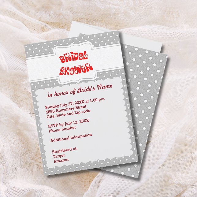 Gray and White Polka Dots Heart Bridal Shower Card (Gray and White Polka Dots Heart Bridal Shower Card)