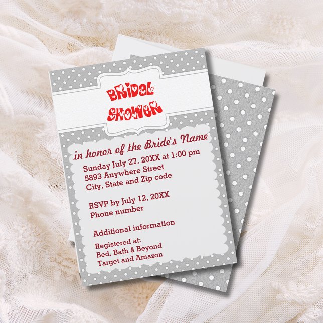 Gray and White Polka Dots Heart Bridal Shower Card (Gray and White Polka Dots Heart Bridal Shower Card)