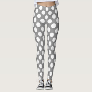 Gray and white polka dots leggings