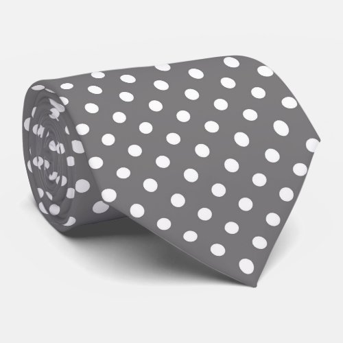 Gray and white polka dots neck tie