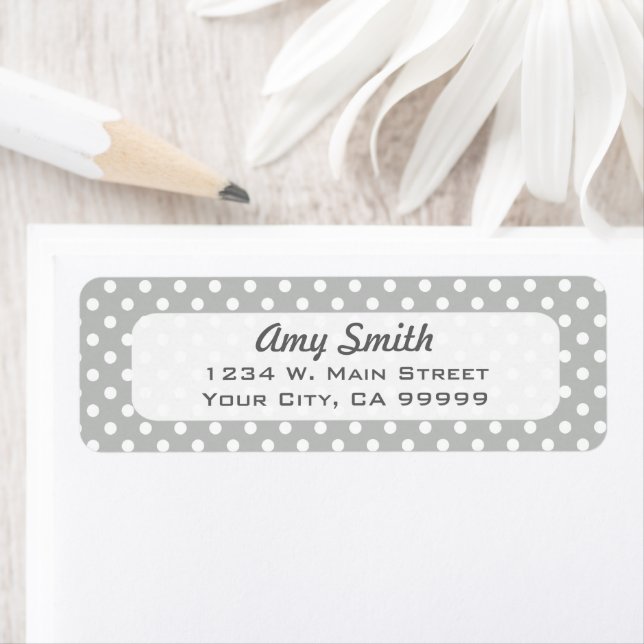 Gray and White Polka Dots Pattern Label (Insitu)