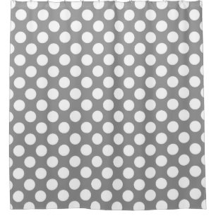 Gray and white polka dots shower curtain