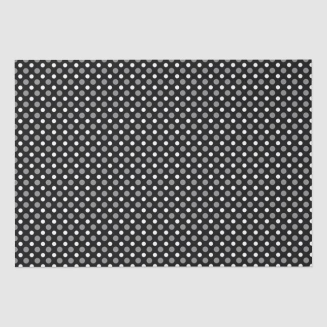 Gray and white polka Dots Tissue Paper (Front)