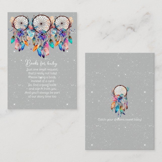 Gray and White Shower Books for Baby  Enclosure Card (Front/Back)