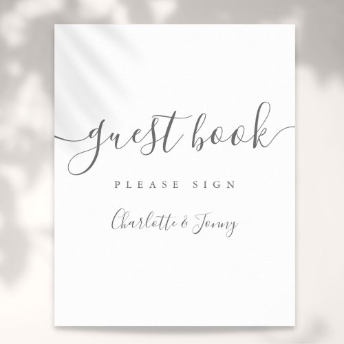 Gray And White Signature Script Guest Book Sign