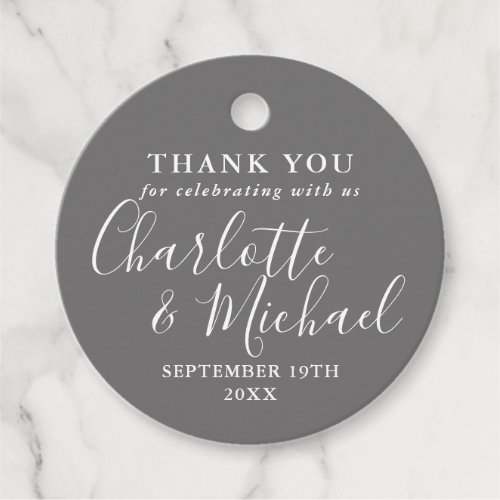 Gray And White Signature Wedding Thank You Favor Tags