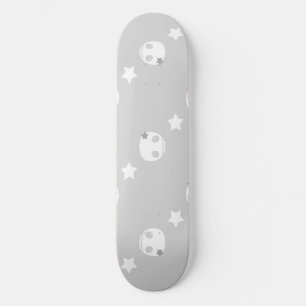 Gray and White Skulls and Stars Skatedeck Skateboard