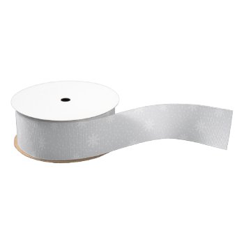 Gray And White Snowflake Pattern Grosgrain Ribbon by cranberrydesign at Zazzle