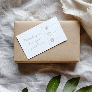 Gray and white social Links customer Insert Cards