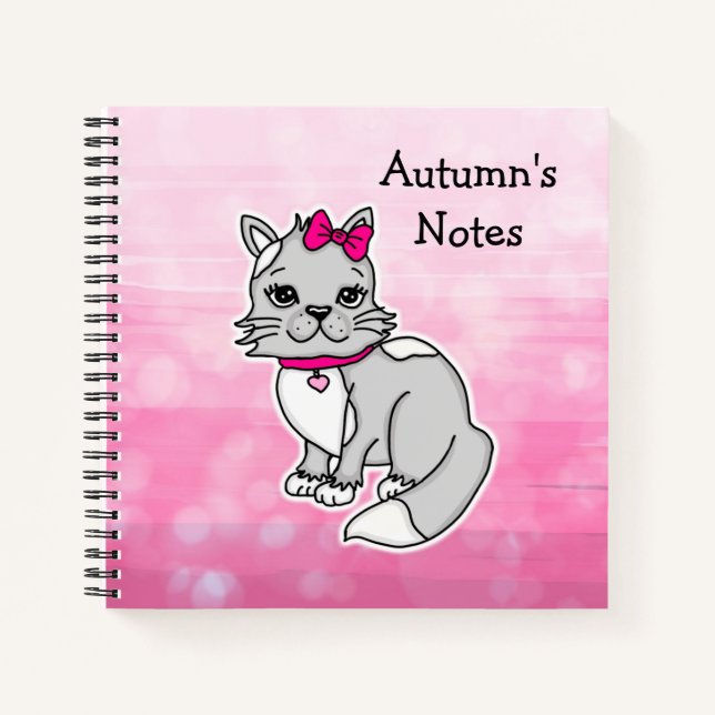 Gray and White Spotted Personalized  Notebook (Front)