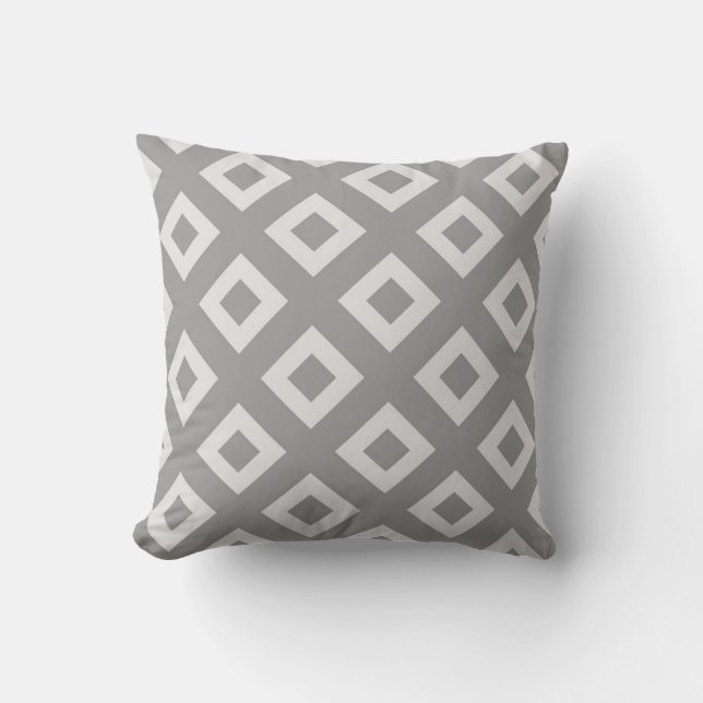 Gray and White Squares Throw Pillow (Front)