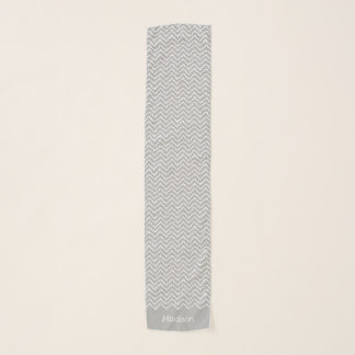 Gray And White Squiggly Chevron Zigzag Pattern Scarf