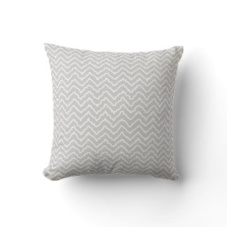 Gray And White Squiggly Chevron Zigzag Pattern Throw Pillow